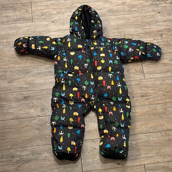 Columbia Kids' Black Snowsuit with Colorful Print Size 24 Months - Picture 1 of 4
